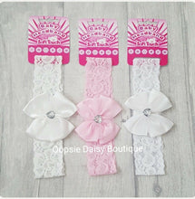 Load image into Gallery viewer, Beautiful Lace &amp; Diamante Baby Girls Headbands 0-12mth