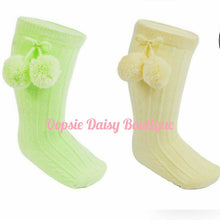 Load image into Gallery viewer, Knee High Pom Pom Socks Romany Spanish Style 0-24mth