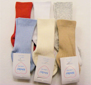 Baby Boys Girls Spanish Style 3/4 Ribbed Long Infant Socks upto 4yrs