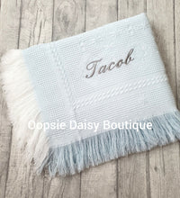Load image into Gallery viewer, Personalised Baby Shawl Blanket - Extra Wording - Christening Shawl