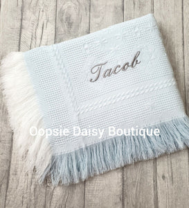 Personalised Baby Shawl Blanket - Extra Wording - Christening Shawl