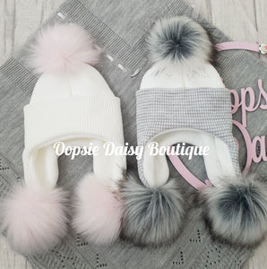 Baby Girls & Boys Lovely Knitted Pom Pom Hats Size 0-12 Months