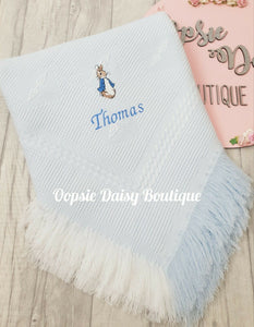 Personalised Peter Rabbit Baby Shawl Blanket