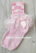 Load image into Gallery viewer, Baby Girls Frilly Ribbon &amp; Lace Ankle Socks