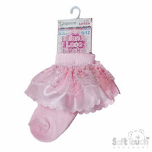 Load image into Gallery viewer, Baby Girls Frilly Ankle Socks Ribbon &amp; Satin Lace