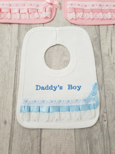Mummys Girl/Boy & Daddys Girl/Boy Ribbon Lace & Bow Bib - Oopsie Daisy Baby Boutique