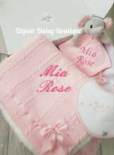 Load image into Gallery viewer, Personalised Blanket &amp; Elephant Comforter,Bib, 3 Piece Set