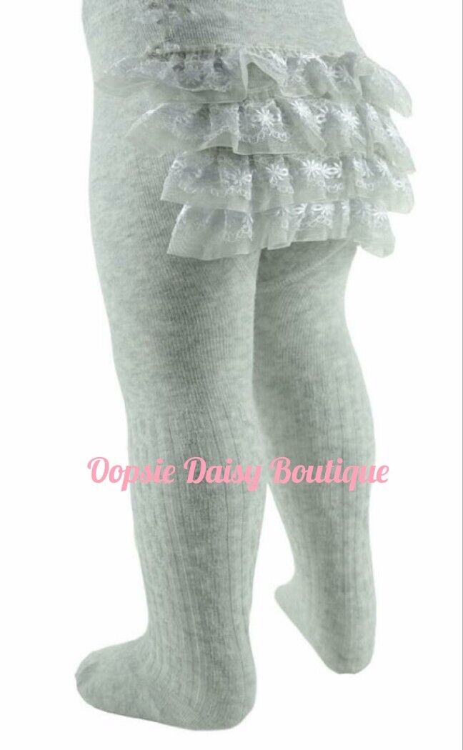 Baby Girls Grey Frilly Bum Tights