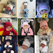 Load image into Gallery viewer, Personalised Hats Girls &amp; Boys Lovely Knitted Pom Pom Hats 0-6 years