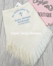 Load image into Gallery viewer, Cream/Ivory Personalised Christening Shawl Blanket
