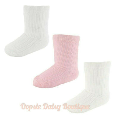 Baby Socks Girls 3 Pair Ribbed Socks