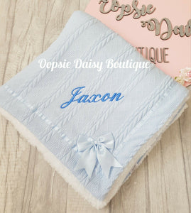 Personalised Baby Blanket Deluxe Supersoft Cosy Sherpa Back