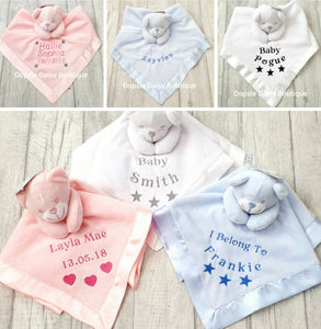Personalised Baby Comforter Teddy Bear Design - Oopsie Daisy Baby Boutique