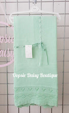 Load image into Gallery viewer, Mint Green Spanish Knitted Ribbon Blanket Shawl