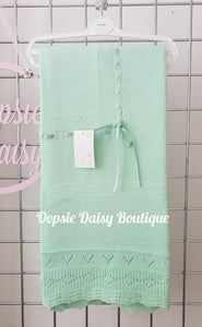 Mint Green Spanish Knitted Ribbon Blanket Shawl