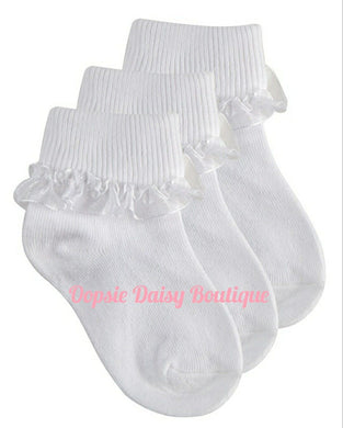 Baby Girls White Frilly Ankle Socks 3 Pack