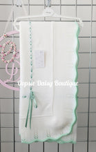 Load image into Gallery viewer, Mint Green Trim Knitted Ribbon Blanket Shawl