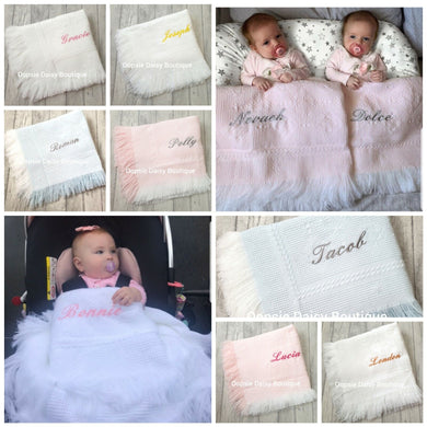 Personalised Baby Shawl Blanket - Extra Wording - Christening Shawl
