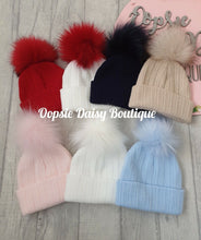 Load image into Gallery viewer, Baby Girls &amp; Boys Lovely Knitted Pom Pom Hats Sizes Newborn upto 6yrs