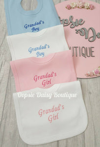 Nannas Boy/Girl Grandmas Boy/Girl Grandads Boy/Girl Embroidered Bibs