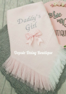 Baby Shawl Blanket with Ribbon Mummy's/Daddy's Boy/Girl