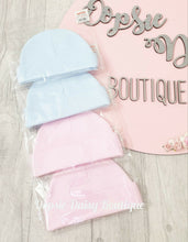 Load image into Gallery viewer, Baby Soft Cotton Pink Blue Hats x 2 pack