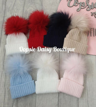 Load image into Gallery viewer, Baby Girls &amp; Boys Lovely Knitted Pom Pom Hats Sizes Newborn upto 6yrs