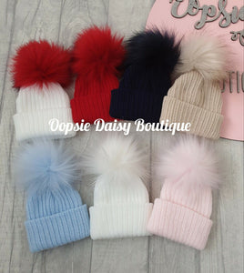 Baby Girls & Boys Lovely Knitted Pom Pom Hats Sizes Newborn upto 6yrs