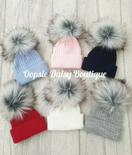 Load image into Gallery viewer, Boys Girls Knitted Pom Pom Hats 0-6 years