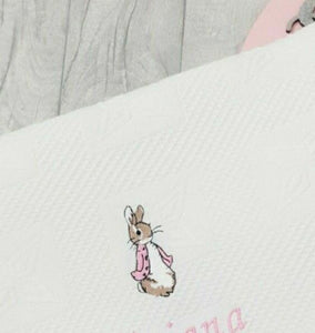Personalised Christening Day Shawl Blanket Peter Rabbit Flopsy Bunny