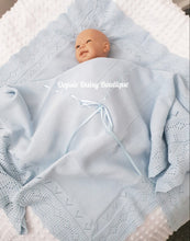 Load image into Gallery viewer, Blue Spanish Knitted Ribbon Blanket Shawl