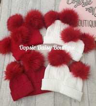 Load image into Gallery viewer, Baby Girls &amp; Boys Lovely Knitted Pom Pom Hats Sizes Newborn upto 6yrs