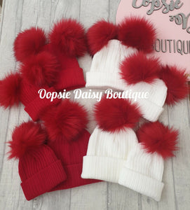 Baby Girls & Boys Lovely Knitted Pom Pom Hats Sizes Newborn upto 6yrs