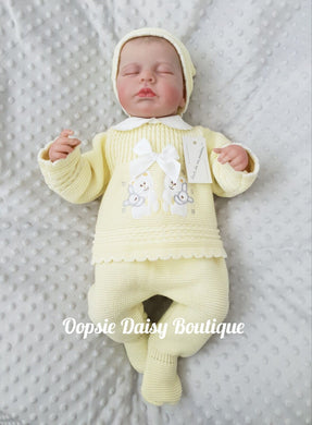 Baby Knitted Teddy Bear Outfit Size Newborn with Hat