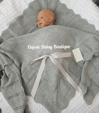Load image into Gallery viewer, Grey Spanish Knitted Ribbon Blanket Shawl