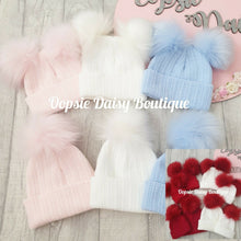 Load image into Gallery viewer, Baby Girls &amp; Boys Lovely Knitted Pom Pom Hats Size Newborn &amp; 3-12 Months