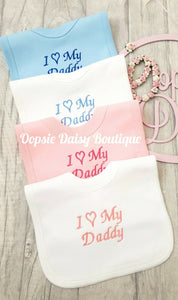 I Love Mummy & Daddy Embroidered Bibs