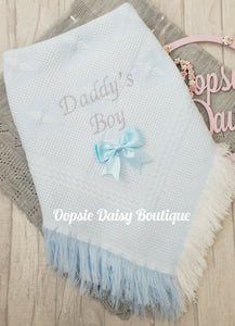 Baby Shawl Blanket with Ribbon Mummy's/Daddy's Boy/Girl