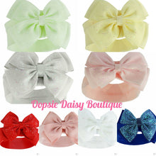 Load image into Gallery viewer, Baby Headband Ribbon Bow Sparkle Headbands 0-12mths