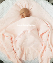 Load image into Gallery viewer, Pink Spanish Knitted Ribbon Blanket Shawl