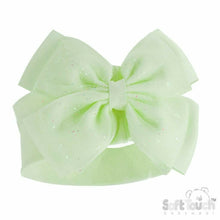 Load image into Gallery viewer, Baby Headband Ribbon Bow Sparkle Headbands 0-12mths