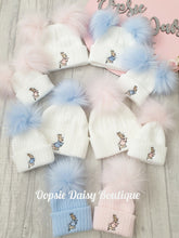 Load image into Gallery viewer, Baby Knitted Hats Boys Girls Peter Rabbit Pom Pom Hats Size 0-6yrs