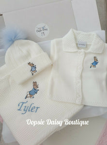 Personalised Peter Rabbit Baby Shawl Gift Box Set , Size 6-12mth