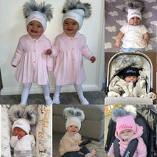 Load image into Gallery viewer, Personalised Hats Girls &amp; Boys Lovely Knitted Pom Pom Hats 0-6 years