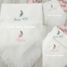 Load image into Gallery viewer, Personalised Peter Rabbit Baby Shawl Blanket