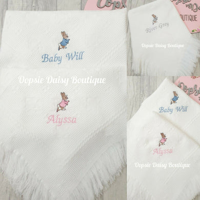 Personalised Peter Rabbit Baby Shawl Blanket