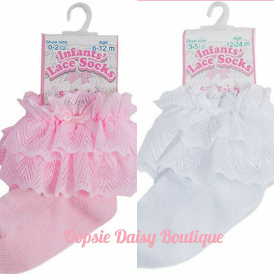 Baby Girls Frilly Ankle Socks 0-24mths
