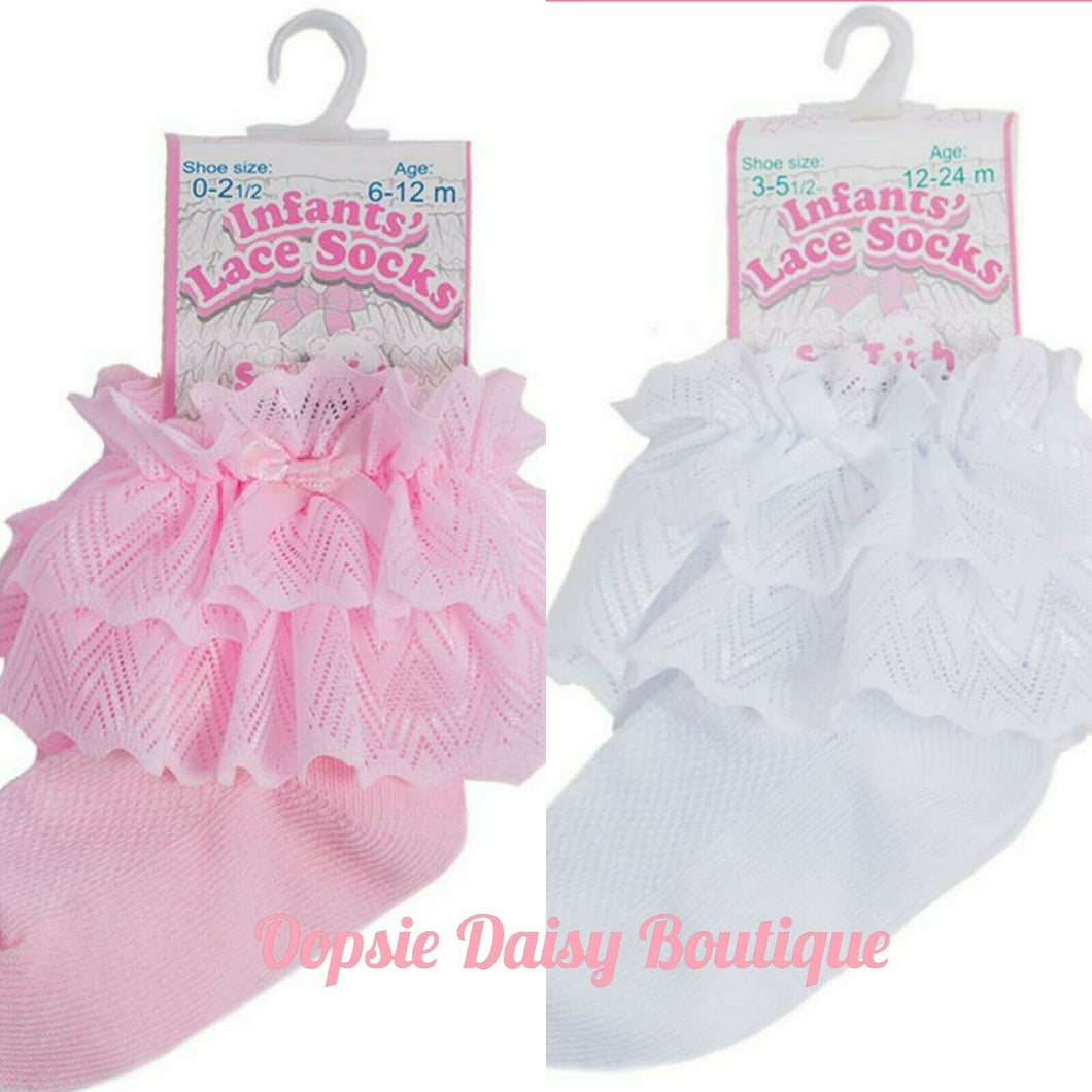Baby Girls Frilly Ankle Socks 0-24mths