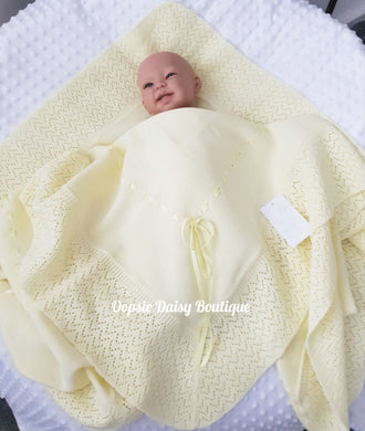 Lemon Spanish Knitted Ribbon Blanket Shawl