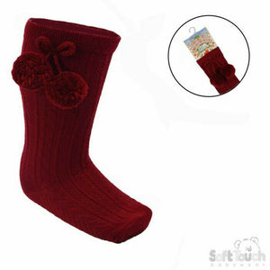 Knee High Pom Pom Socks Romany Spanish Style 0-24mth